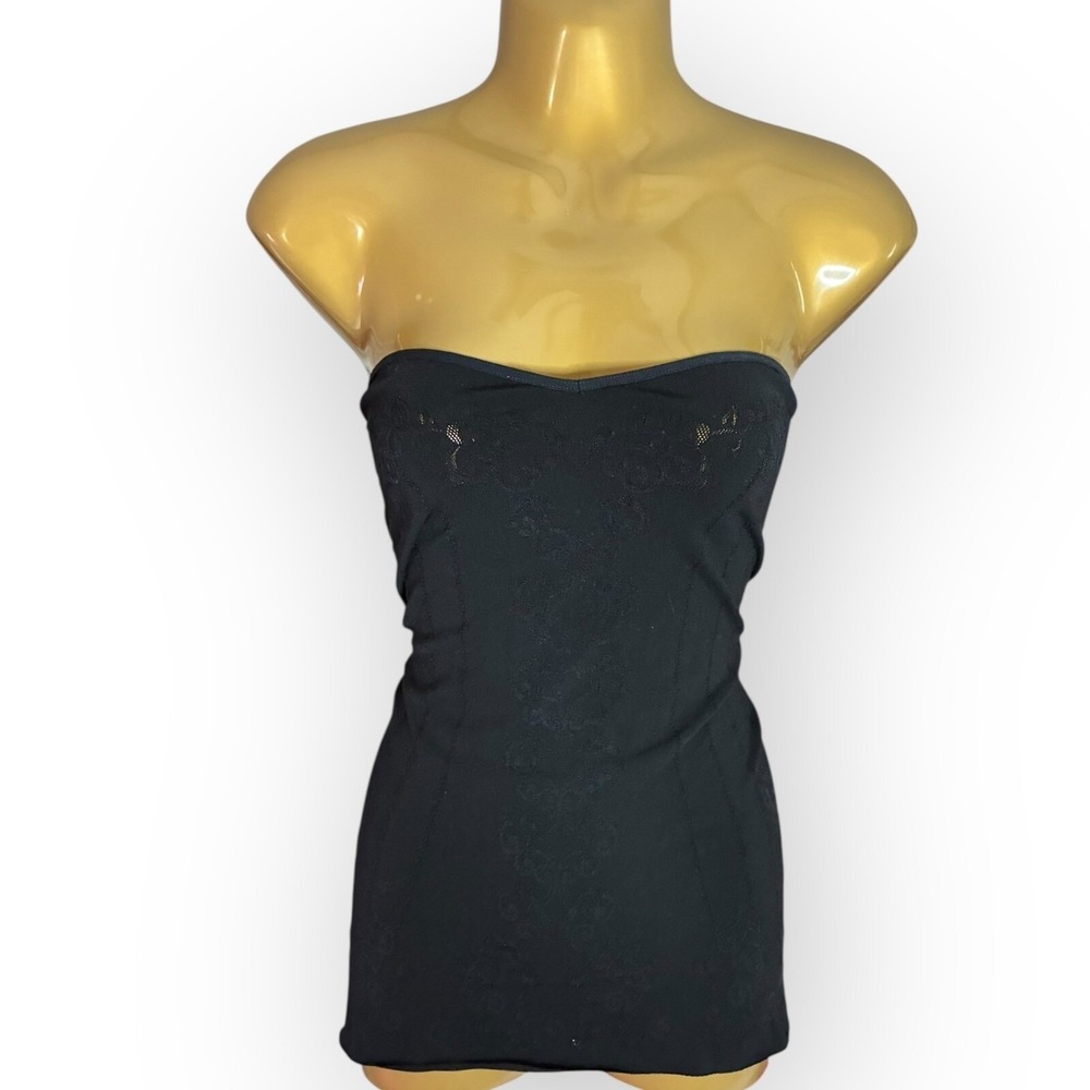 Free People Intimately Sweetheart Bustier Tube Top Black Lace Accent M/L USA